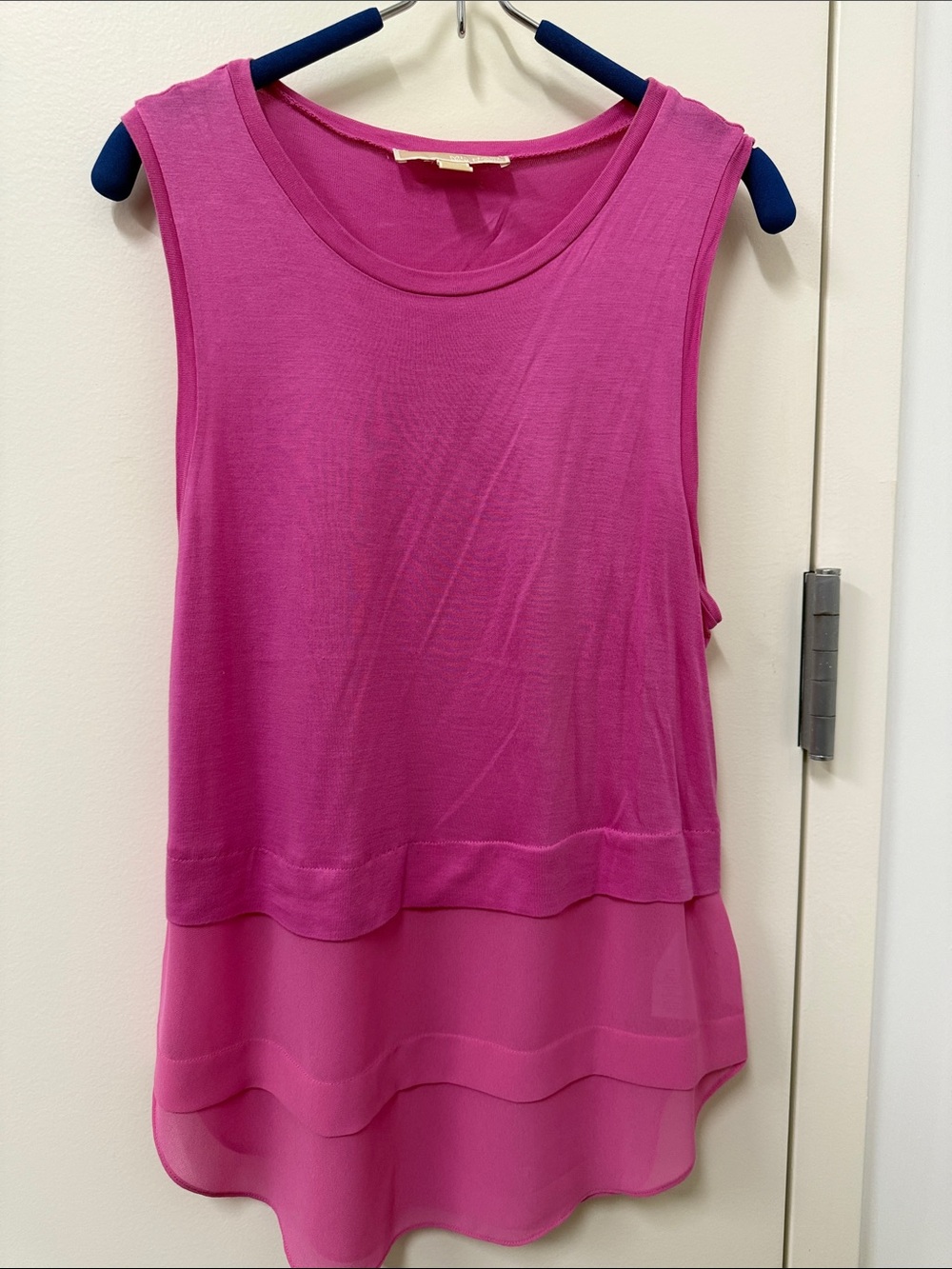 Michael Kors Women’s Sleeveless Layered Chiffon Hem Tank Top - Pink